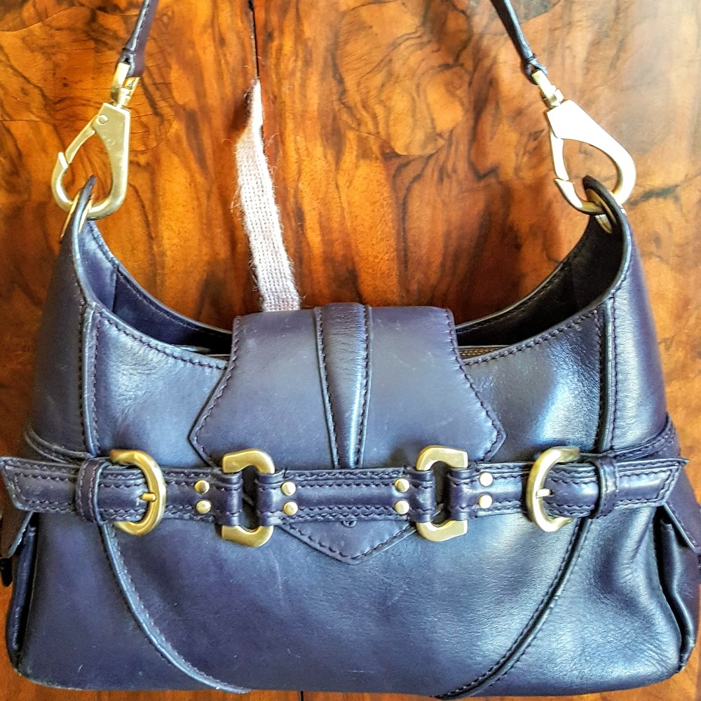 EUC Via Spiga eggplant leather shoulder bag